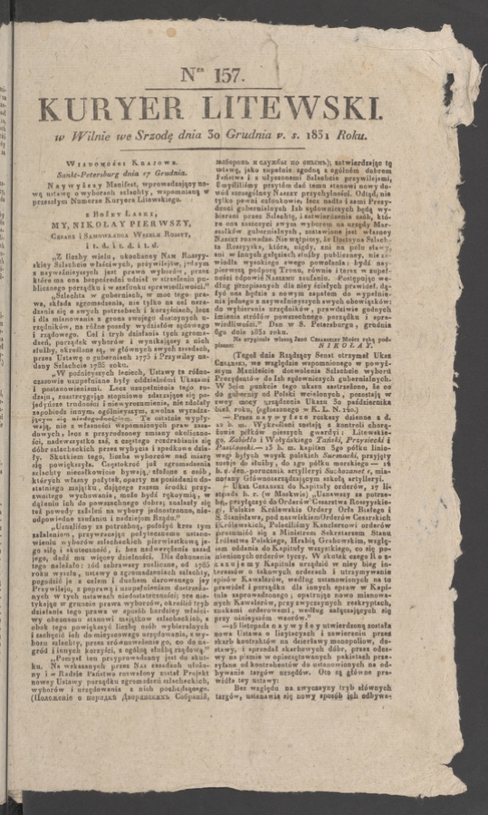 Kuryer Litewski. 1831, numer 157