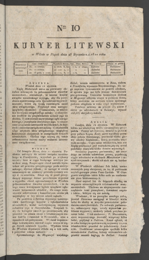 Kuryer Litewski. 1820, numer 10