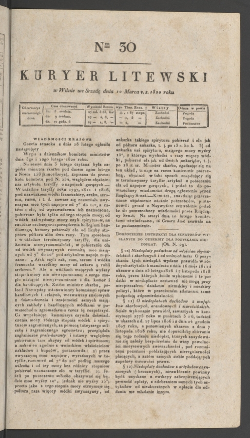 Kuryer Litewski. 1820, numer 30