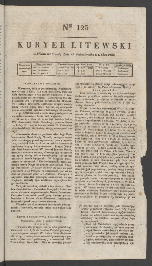 Kuryer Litewski. 1820, numer 123