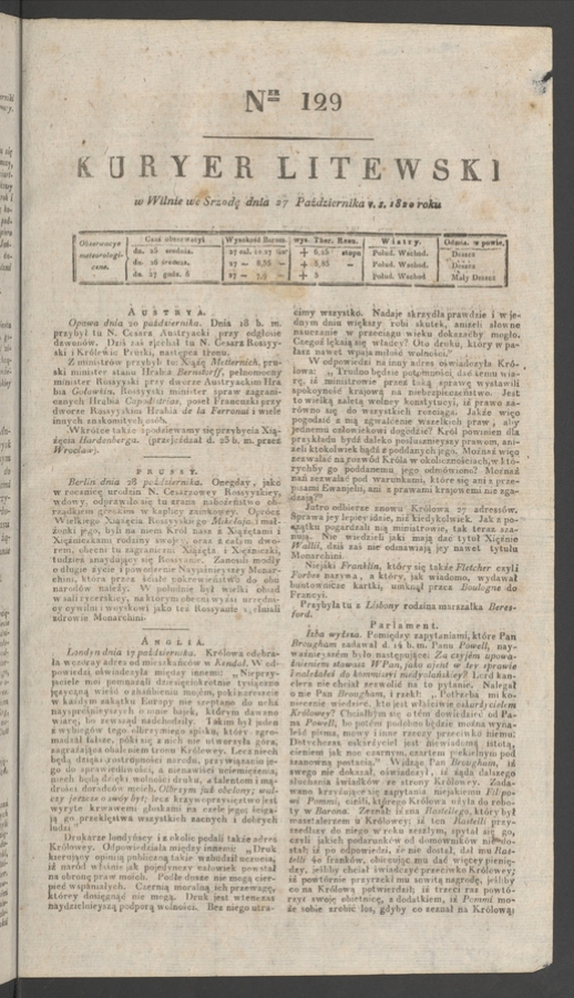 Kuryer Litewski. 1820, numer 129