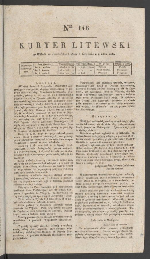 Kuryer Litewski. 1820, numer 146