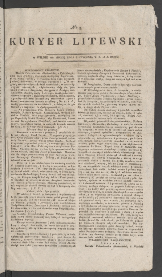 Kuryer Litewski. 1815, numer 2