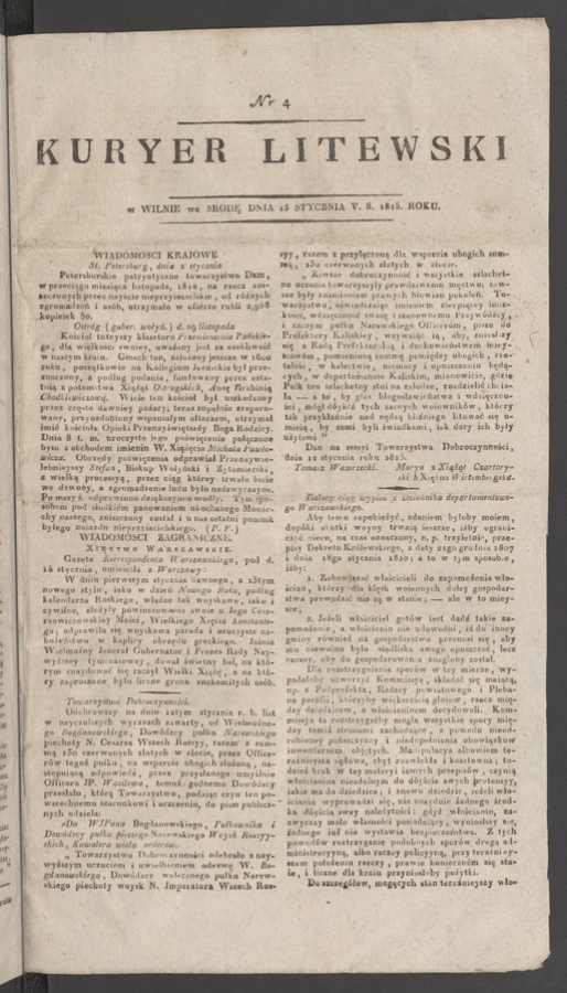 Kuryer Litewski. 1815, numer 4