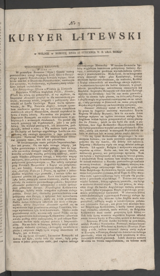 Kuryer Litewski. 1815, numer 7