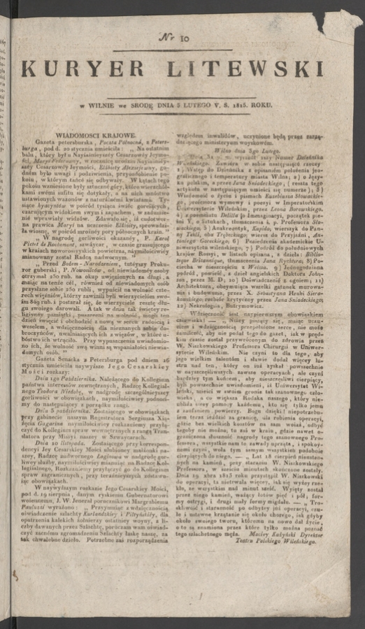 Kuryer Litewski. 1815, numer 10