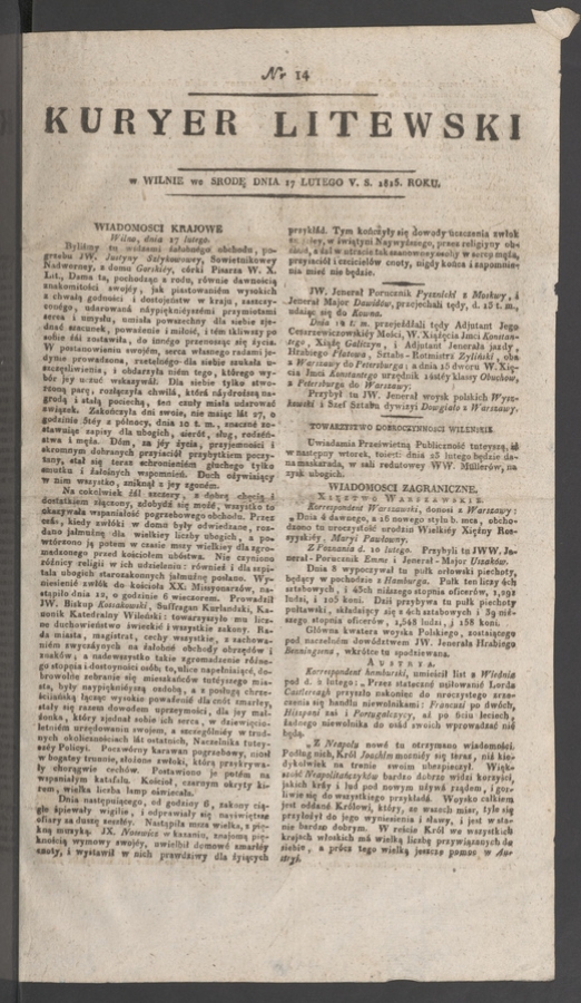 Kuryer Litewski. 1815, numer 14