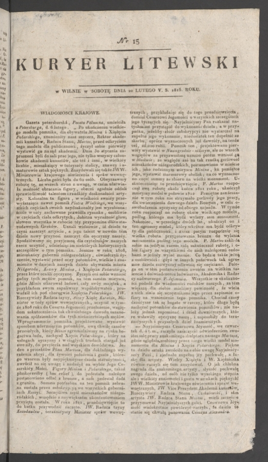 Kuryer Litewski. 1815, numer 15