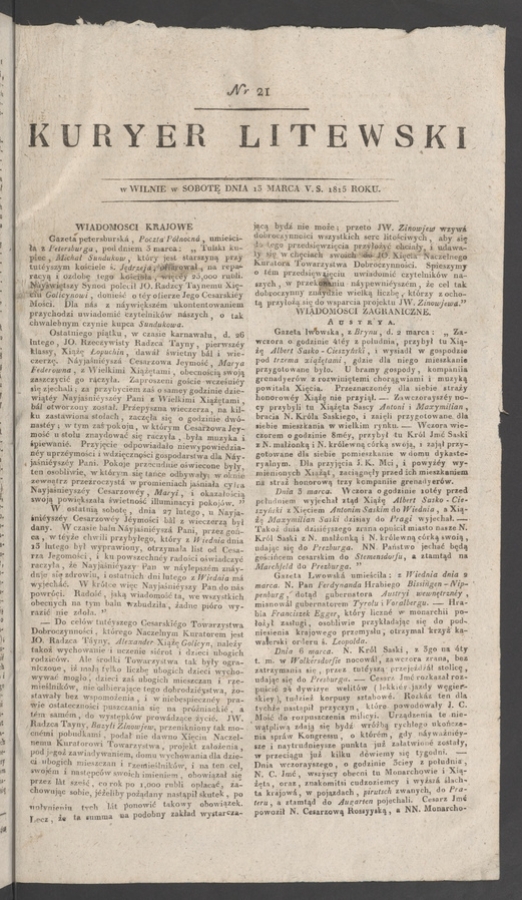 Kuryer Litewski. 1815, numer 21