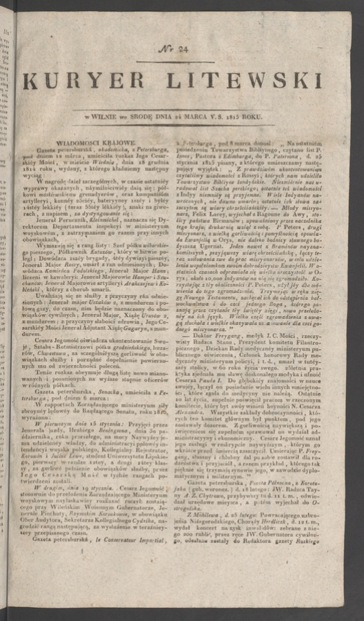 Kuryer Litewski. 1815, numer 24