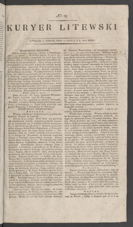 Kuryer Litewski. 1815, numer 25