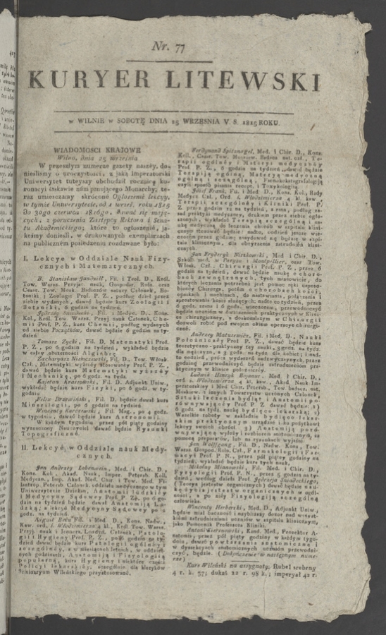 Kuryer Litewski. 1815, numer 77