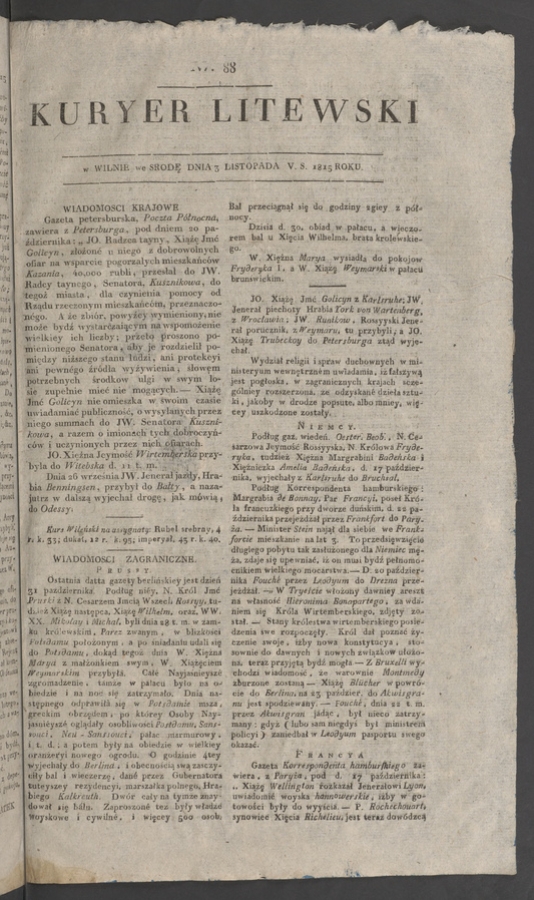 Kuryer Litewski. 1815, numer 88