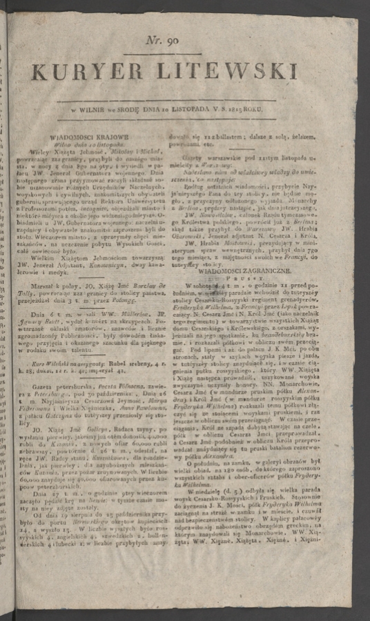 Kuryer Litewski. 1815, numer 90