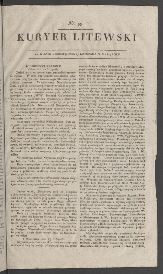 Kuryer Litewski. 1815, numer 95