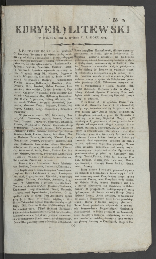 Kuryer Litewski. 1808, numero 2
