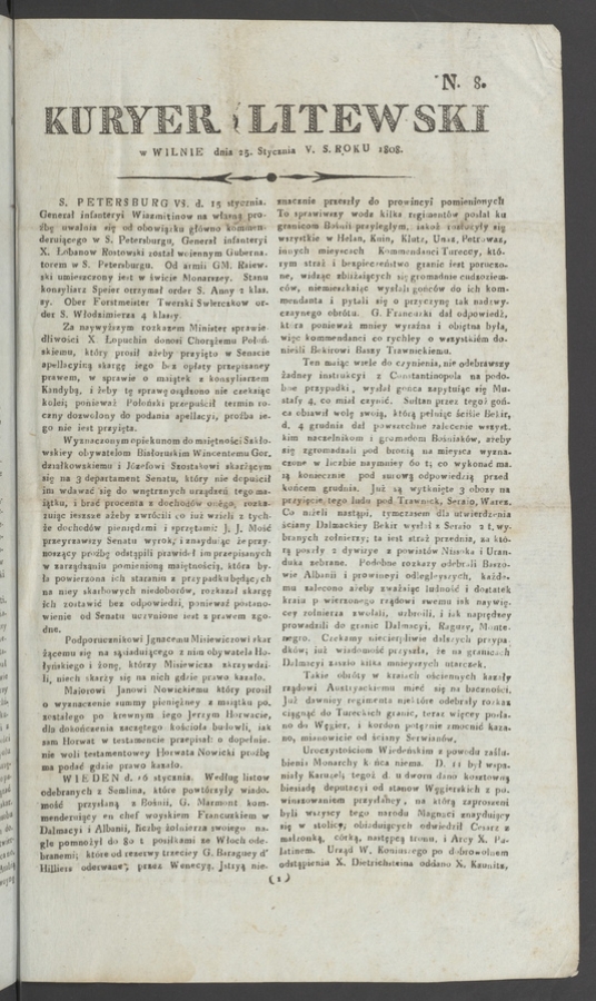 Kuryer Litewski. 1808, numero 8
