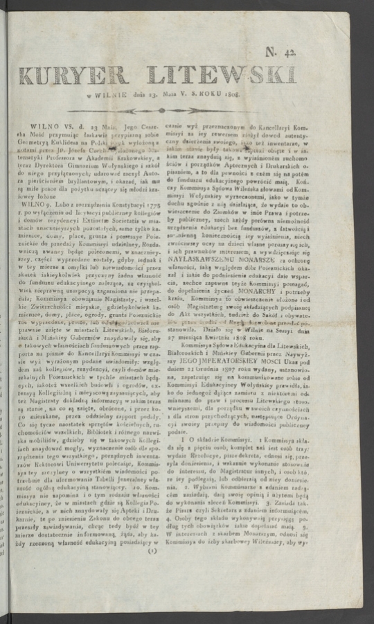 Kuryer Litewski. 1808, numero 42
