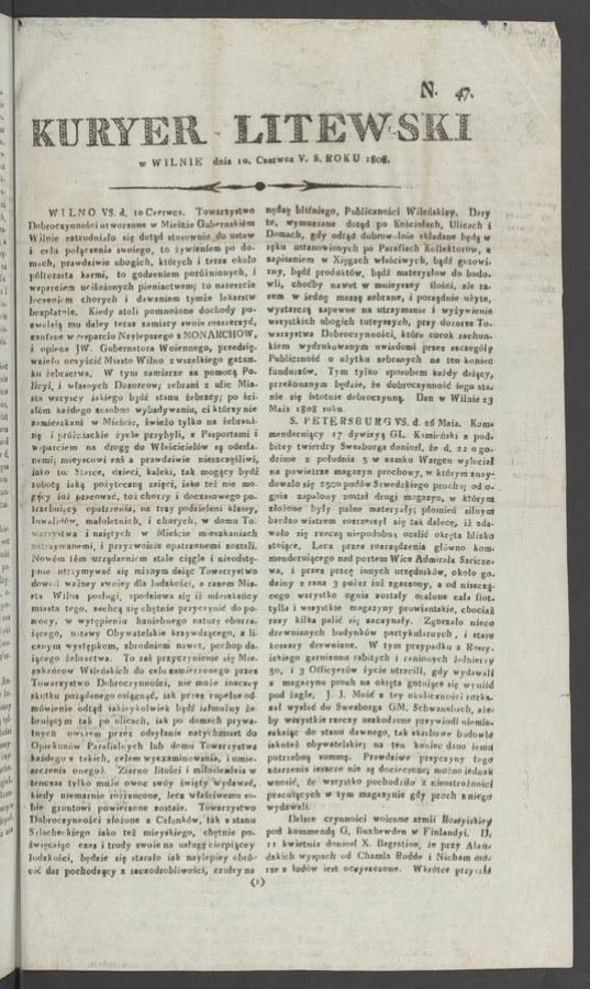 Kuryer Litewski. 1808, numero 47
