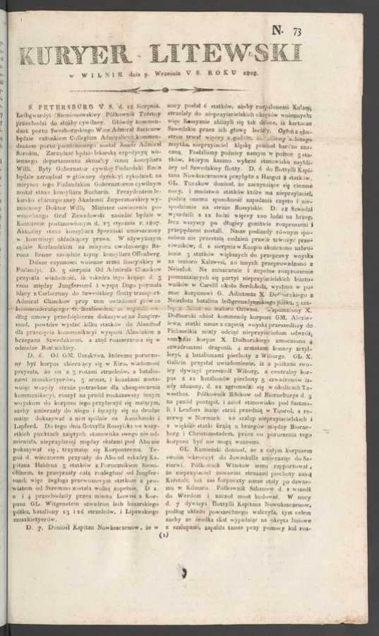 Kuryer Litewski. 1808, numero&nbsp;73