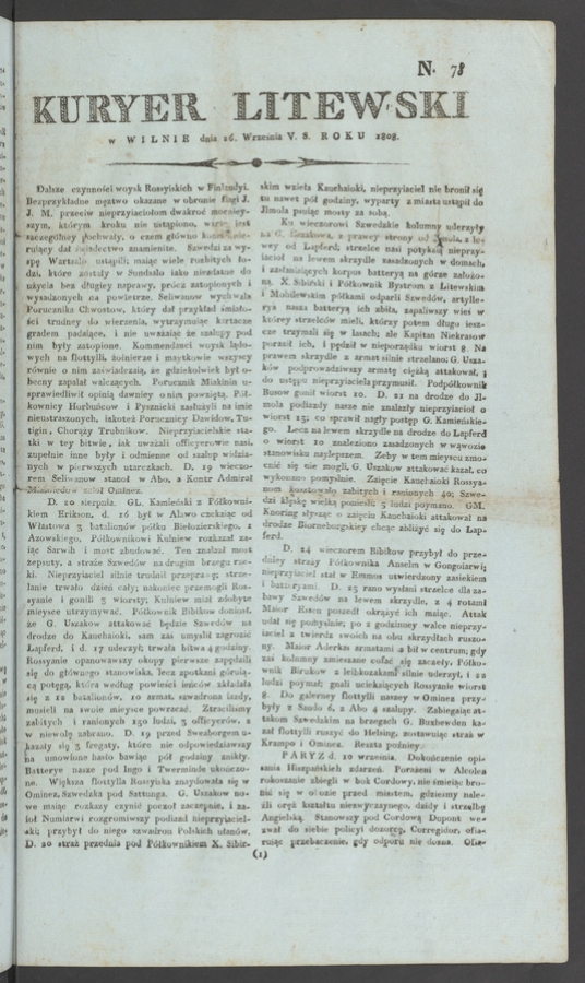 Kuryer Litewski. 1808, numero&nbsp;78