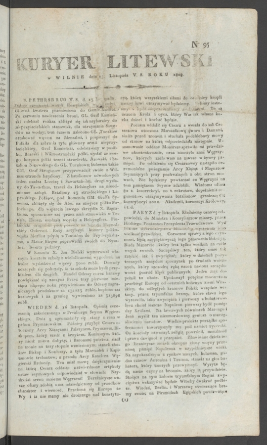 Kuryer Litewski. 1808, numero 95