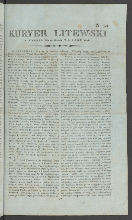 Kuryer Litewski. 1808, numero&nbsp;104