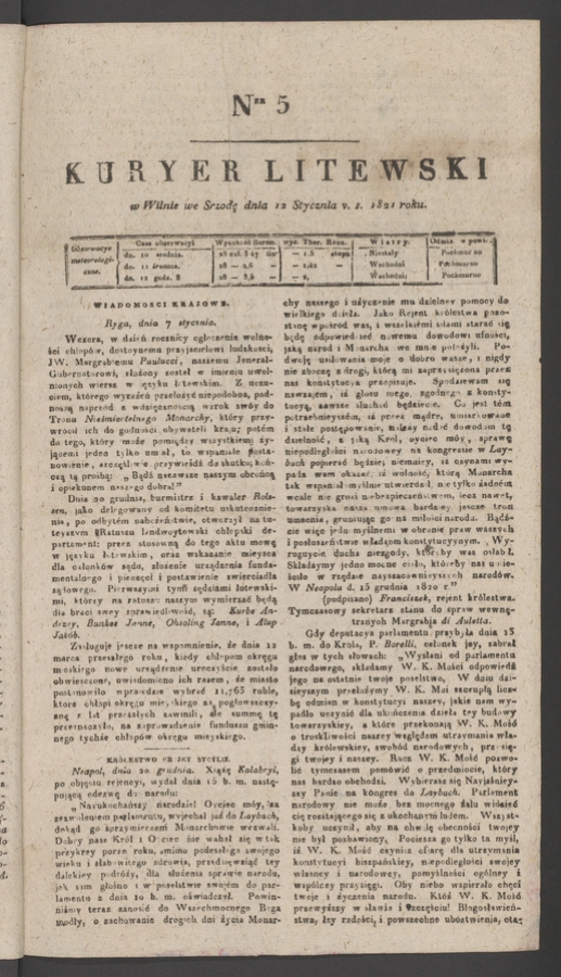 Kuryer Litewski. 1821, numer 5
