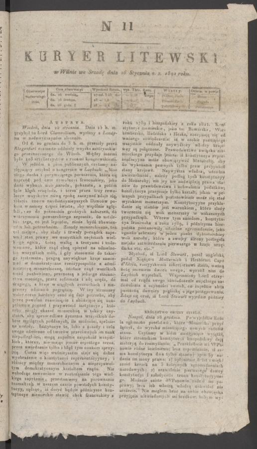 Kuryer Litewski. 1821, numer 11