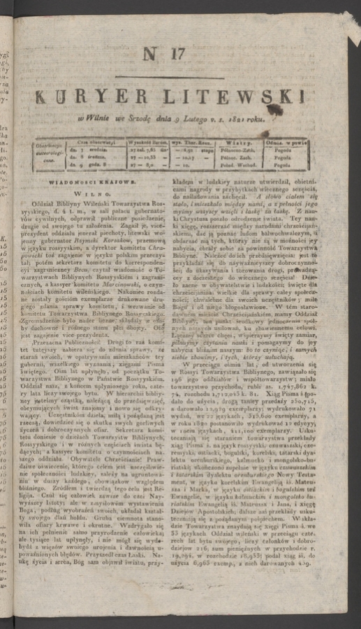 Kuryer Litewski. 1821, numer&nbsp;17