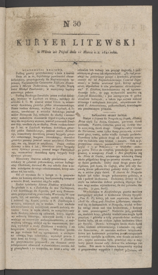 Kuryer Litewski. 1821, numer 30