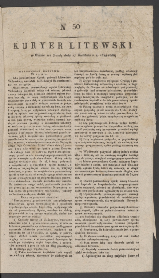 Kuryer Litewski. 1821, numer 50