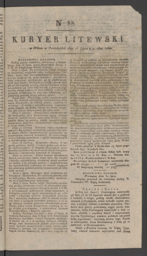 Kuryer Litewski. 1821, numer 88