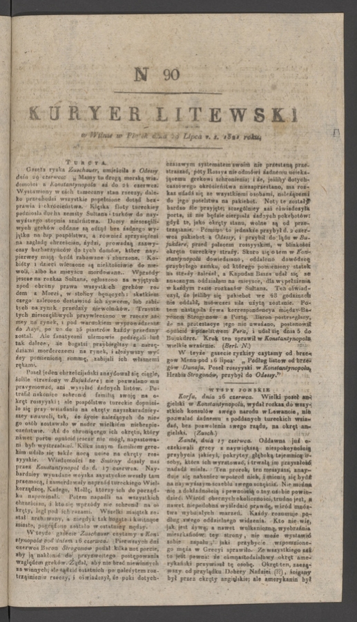 Kuryer Litewski. 1821, numer 90