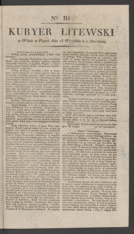 Kuryer Litewski. 1821, numer 114
