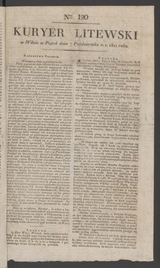 Kuryer Litewski. 1821, numer 120