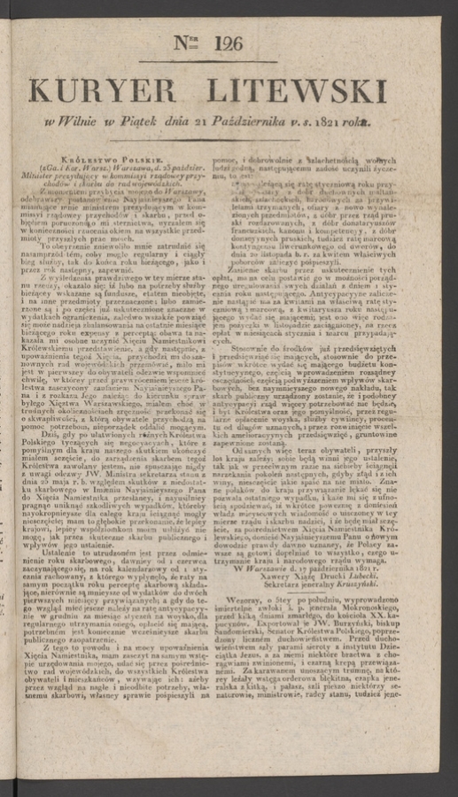 Kuryer Litewski. 1821, numer 126