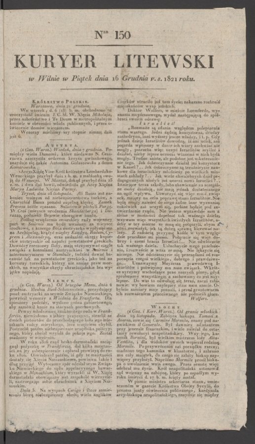 Kuryer Litewski. 1821, numer 150