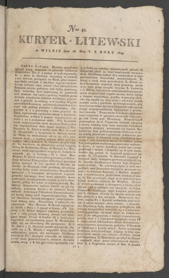 Kuryer Litewski. 1809, numero 42