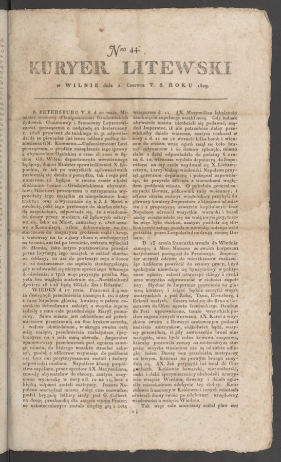 Kuryer Litewski. 1809, numero 44