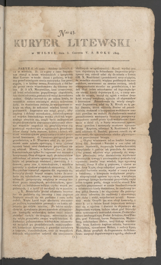 Kuryer Litewski. 1809, numero 45