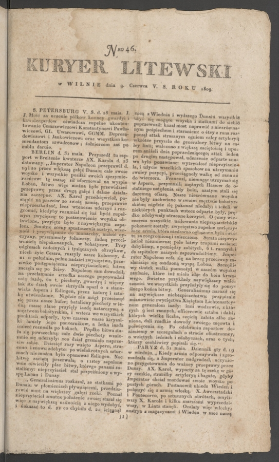 Kuryer Litewski. 1809, numero 46