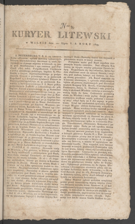 Kuryer Litewski. 1809, numero 55