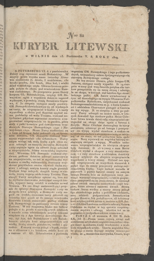 Kuryer Litewski. 1809, numero 82