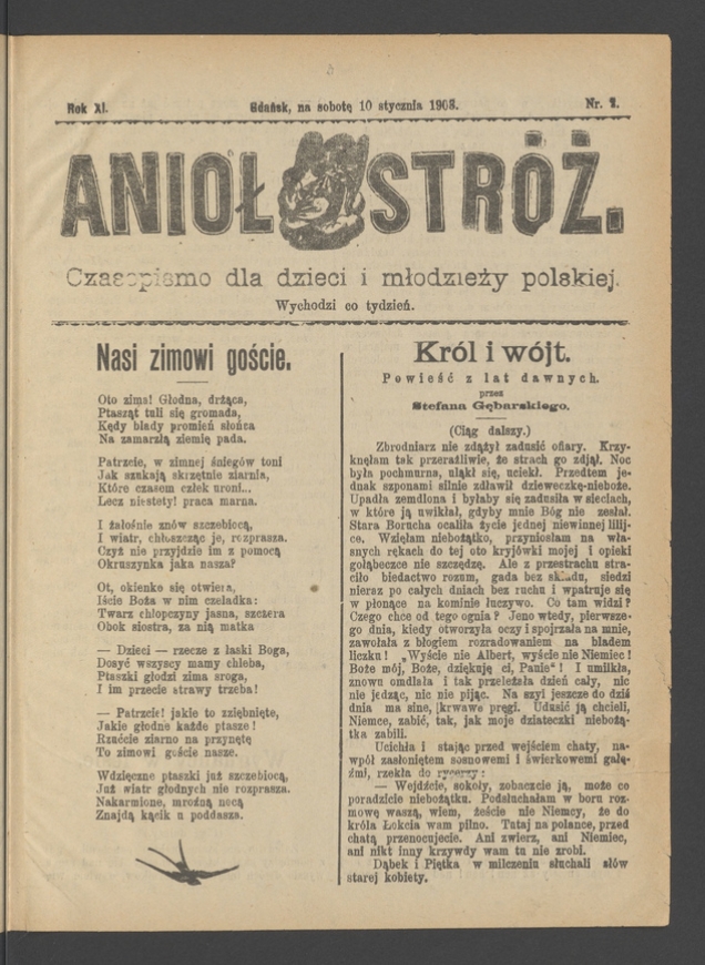 Anioł Str&oacute;ż&nbsp;: czasopismo dla&nbsp;dzieci i&nbsp;młodzieży polskiej. Rok 11, 1903, numer&nbsp;2