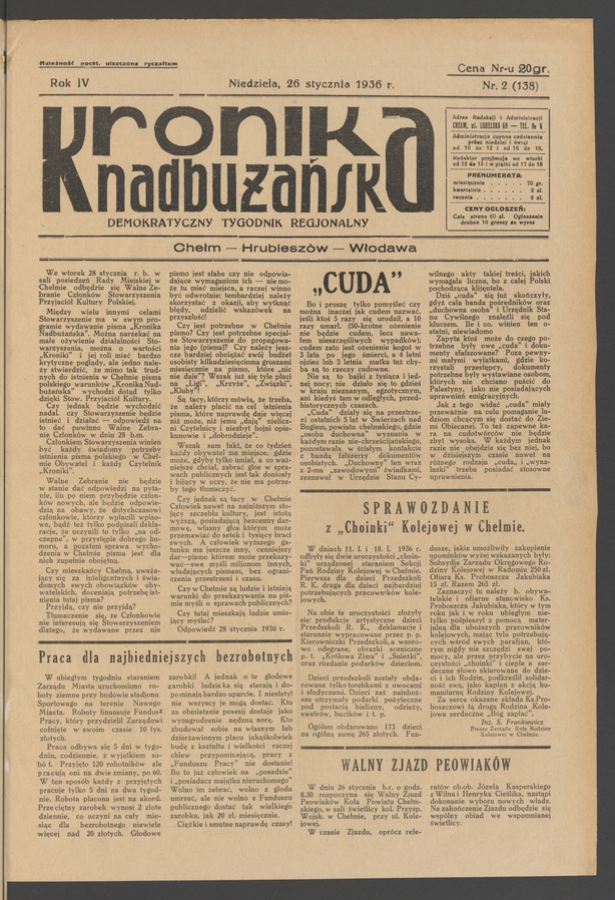 Kronika Nadbużańska&nbsp;: demokratyczny tygodnik regjonalny. Rok&nbsp;4, 1936, numer&nbsp;2