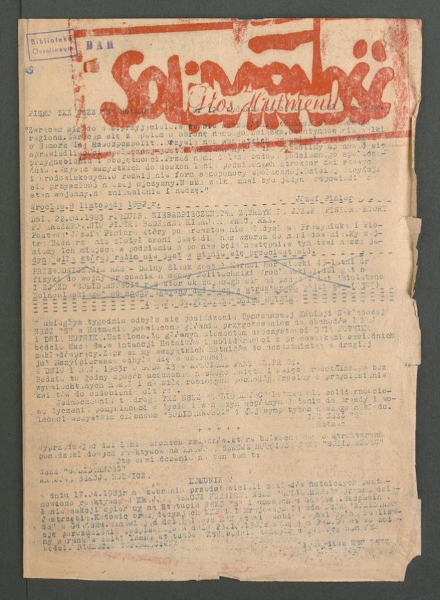Głos Hutmenu&nbsp;: pismo TKZ NSZZ &bdquo;Solidarność&rdquo; Hutmen. 1983, numer&nbsp;12