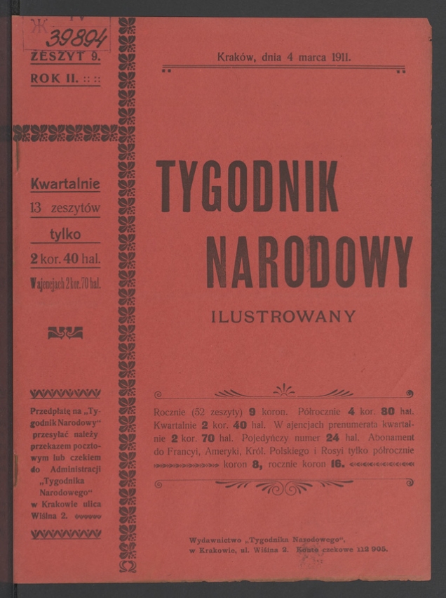 Tygodnik Narodowy Ilustrowany. Rok&nbsp;2, 1911, numer&nbsp;9