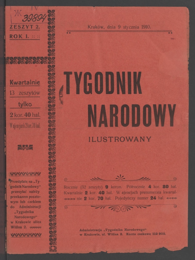 Tygodnik Narodowy Ilustrowany. Rok&nbsp;1, 1910, numer&nbsp;2