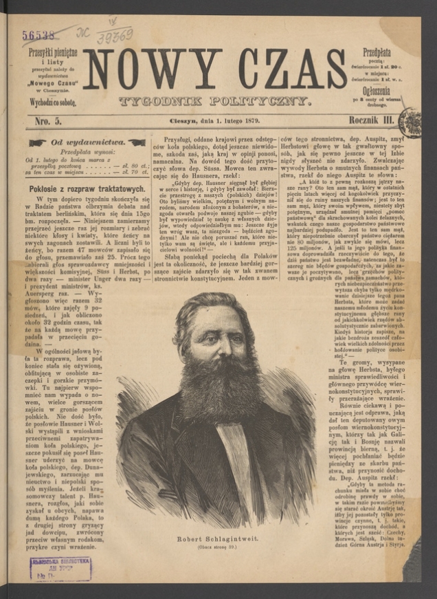 Nowy Czas&nbsp;: tygodnik polityczny. Rocznik&nbsp;3, 1879, numero&nbsp;5